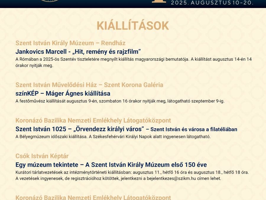 Színvonalas múzeumi programok a Királyi Napokon
