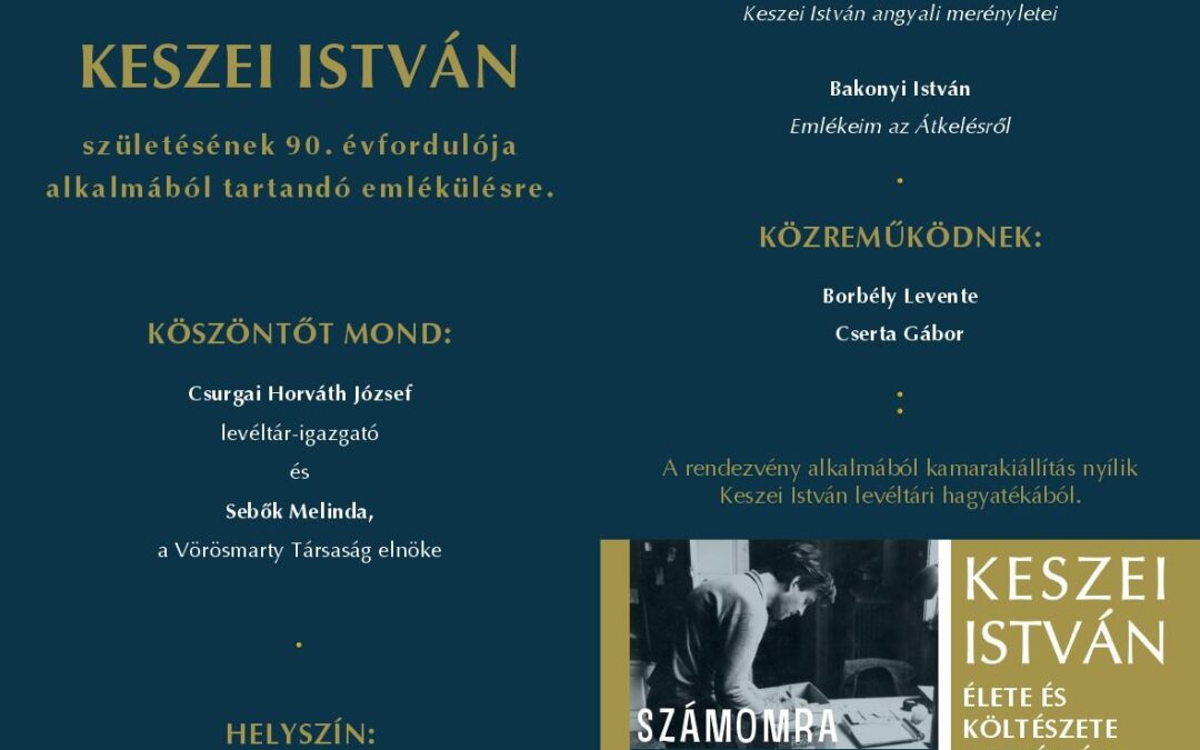 Kedden emlékeznek a 90 éve született Keszei István költőre