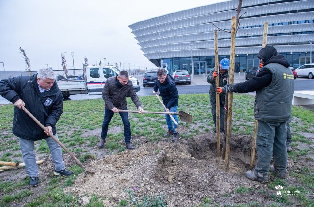 Zöldül a MET Aréna környezete – faültetés polgármesteri közreműködéssel
